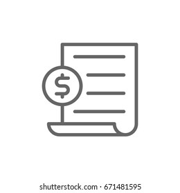 Paper with coin line icon. Vector.