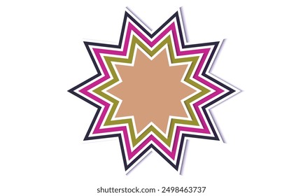 Ilustración abstracta de la estrella del color de papel sobre fondo blanco. Plantilla del diseño del logotipo. Patrón de estallido estelar simétrico. Diseño geométrico en capas. Arte de Formas puntiagudas Abstractas. Elemento decorativo moderno
