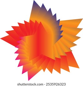 paper color abstract star illustration on white background. 2x yellow,  red,blue, and pink.
