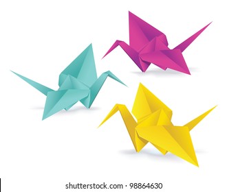 paper color crane origami