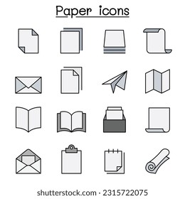 Paper color line icon set