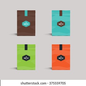 paper color package design mock up template . cafe and restaurant  package. badge coffee logo 