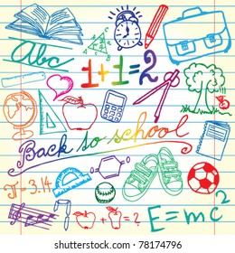 Paper with colored school symbols