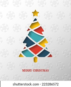 Paper colorful Christmas tree. Vector Illustration.