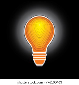 paper Colorful Light bulb floating on white light on black background, Idea for graphic,web design,EPS10.