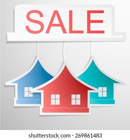 Paper colrfull home design - house card. Sale banner. Vector eps 10