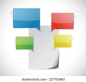 paper and communication bubbles. illustration design over a white background