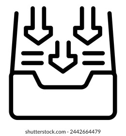 Paper compartment icon outline vector. Stationery document tray. Workplace office supply