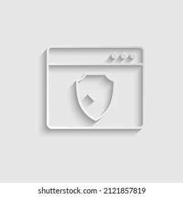 paper computer data protecting icon. browser protect.  internet online security icon vector