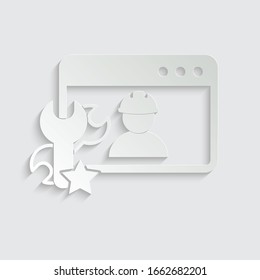 paper Computer engineering.  Computer repairing,  fix computer, internet icon. 