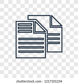 Paper concept vector linear icon isolated on transparent background, Paper concept transparency concept in outline style