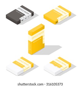 Paper For Copier Isometric Icon Set Vector Graphic Illustration