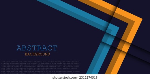 Paper corner arrows blue and yellow triangular vector background overlapping on black space for text and message artwork background design