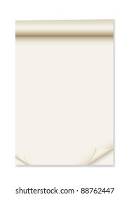 Paper with corner curl for text