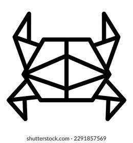 Paper crab icon outline vector. Origami animal. Geometrical art