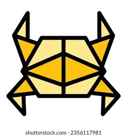 Paper crab icon outline vector. Origami animal. Geometrical art color flat