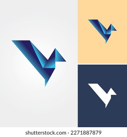 Paper Craft Bird Logo Design 