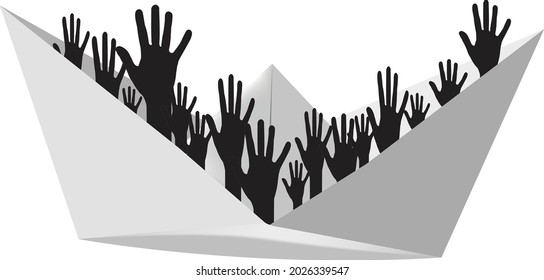 paper craft with black figures of hands