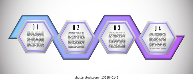 Paper craft design. Vector Business template with four steps. Trendy fluid design with vivid purple colors. Place for your text. Vector Eps 10.