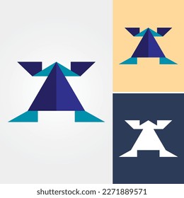 Paper Craft Frog Logo Design Vector