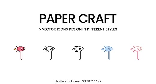 Paper craft icons set, colorline, glyph, outline, gradinet line, icon vector stock illustration isolate white background.