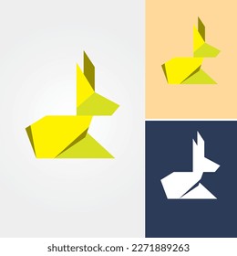 Vector de diseño de logotipo de conejo de naves de papel