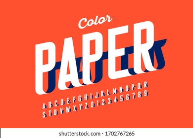 Paper craft style font design, alphabet letters and numbers vector illustration