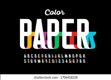 Paper craft style font design, alphabet letters and numbers vector illustration