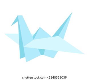 Paper crane - modern flat design style single isolated image. Neat detailed illustration of traditional oriental art of origami. Symbol of immortality, prosperity and happiness. Hobbies and art idea