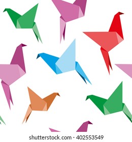 Paper cranes, origami pattern, seamless.Vector Illustration