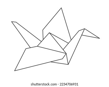 Paper cranes. Vector origami figurine
