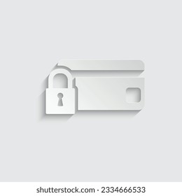 paper credite card icon vector card lock protect sign 