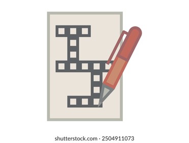 Paper with crossword puzzle and red hobby pen