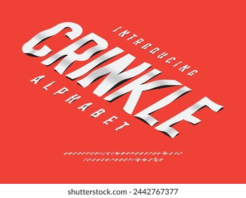 paper crumple stye alphabet design with uppercase, numbers and symbols