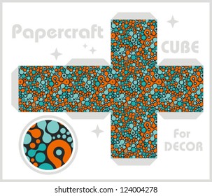 Paper cube for children games and decoration. Papercraft in vector.