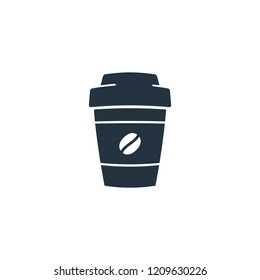 Paper cup with art bean isolated flat icon on white background, 400 coffee set, logo and sign