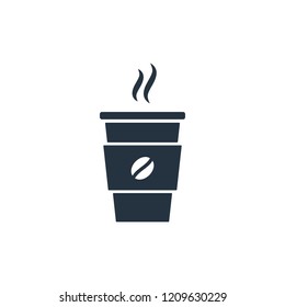 Paper cup with art bean isolated flat icon on white background, 400 coffee set, logo and sign