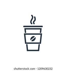 Paper cup with art bean isolated line icon on white background, 400 coffee set, logo and sign