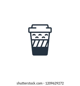 Paper cup cappuccino isolated line icon on white background, 400 coffee set, logo and sign