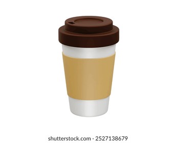 Paper cup with coffee 3d rendering illustration