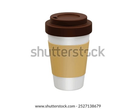 Paper cup with coffee 3d rendering illustration