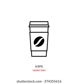 Paper Cup With Coffee Bean For Take Away Icon