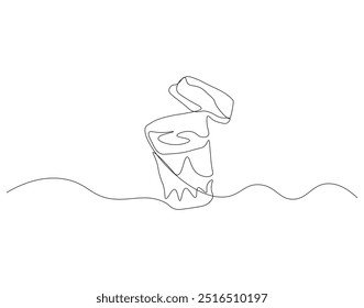 Paper cup coffee continuous line drawing. Concept of drink to go in lineart style. Vector illustration
