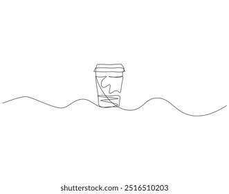 Paper cup coffee continuous line drawing. Concept of drink to go in lineart style. Vector illustration
