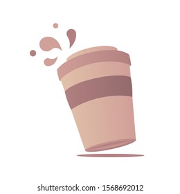 Paper cup of coffee with drops isometric