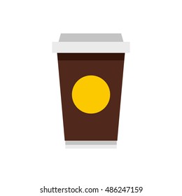 Paper cup of coffee icon in flat style on a white background vector illustration