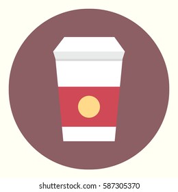 Paper cup of coffee. Icon in flat style. Vector illustration