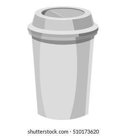Paper cup for coffee icon. Gray monochrome illustration of paper cup for coffee vector icon for web