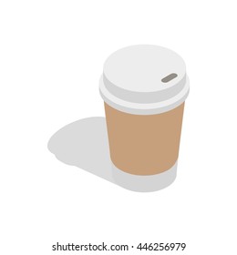 Paper cup of coffee icon in isometric 3d style on a white background