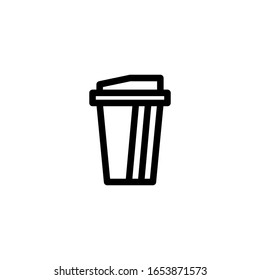 Paper cup coffee icon. Line design template. Vector illustration